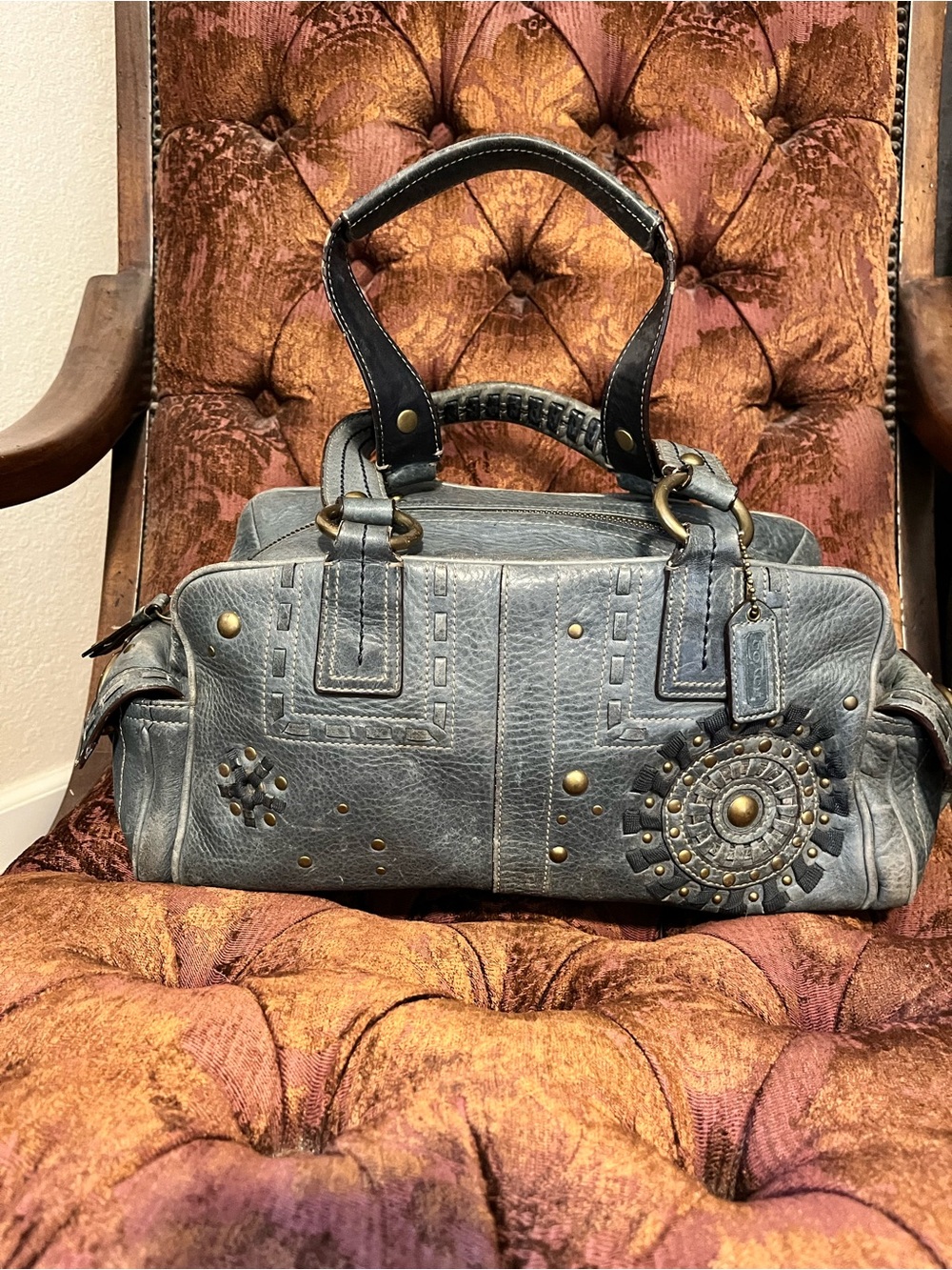 Vintage Limited Edition Coach Mia Satchel Ink Blue #10064